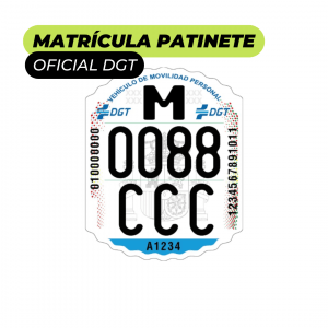 Matrícula patinete eléctrico adhesiva (Etiqueta VMP DGT) 52,8×65 mm