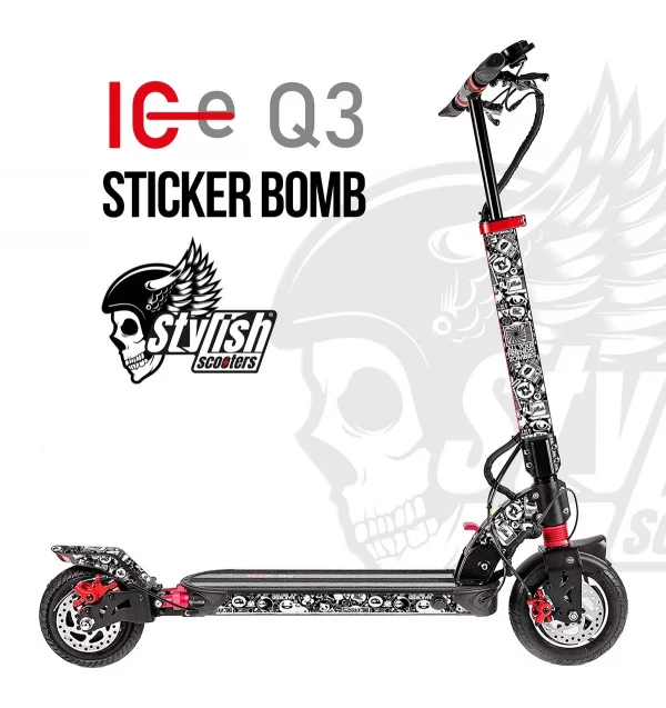 Vinilo para patinete eléctrico ICe Q3 Sticker Bomb Black